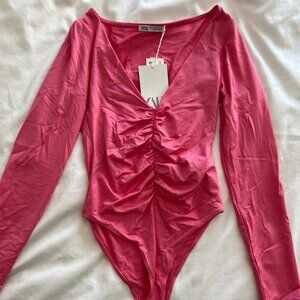 NWT!! ZARA Pink Long Sleeve Bodysuit